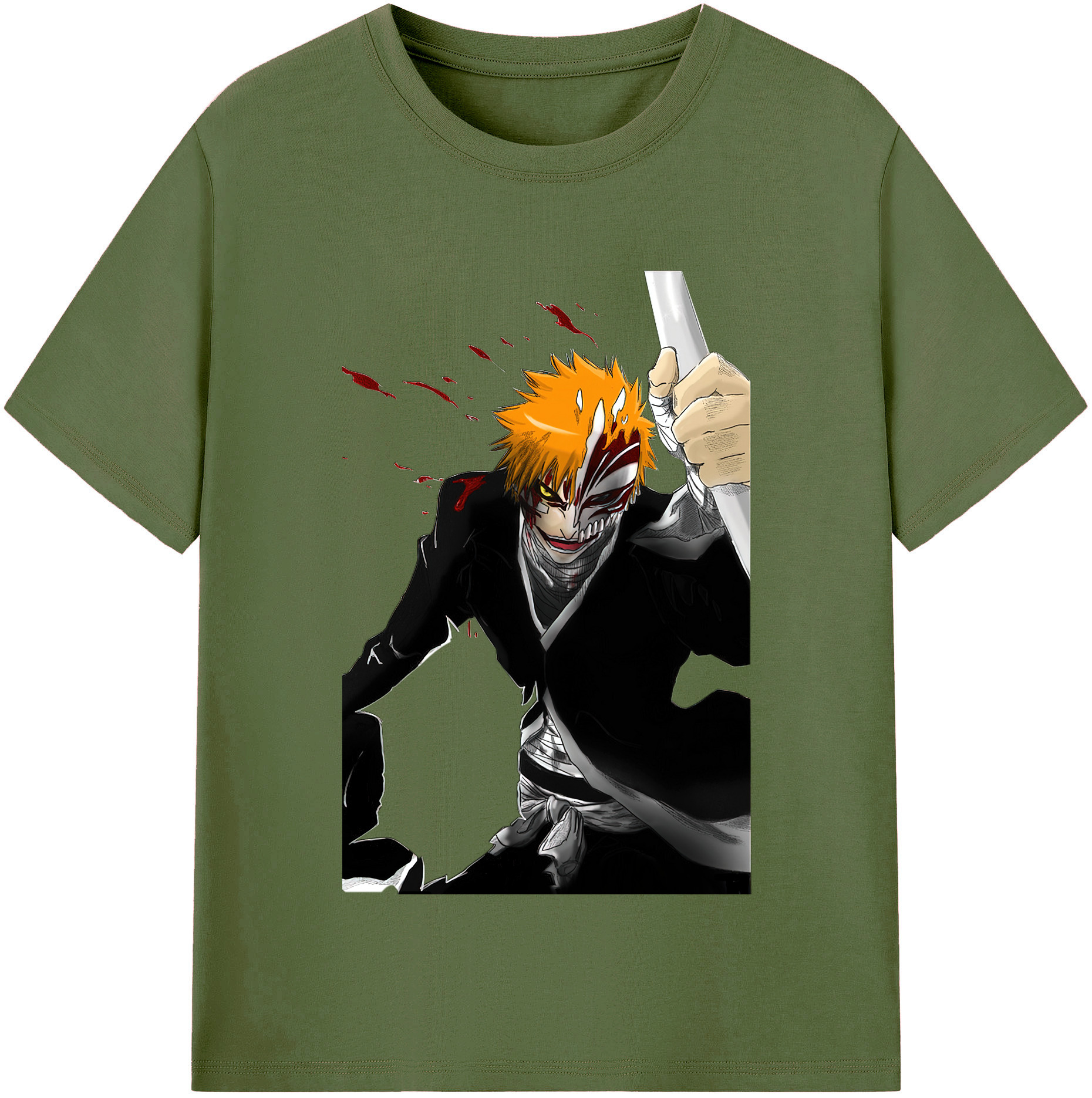 （画像用） ブリーチ 黒崎一護（くろさき いちご）BLEACH Kurosaki Ichigo 綿100％半袖Tシャツ（フロントプリント）